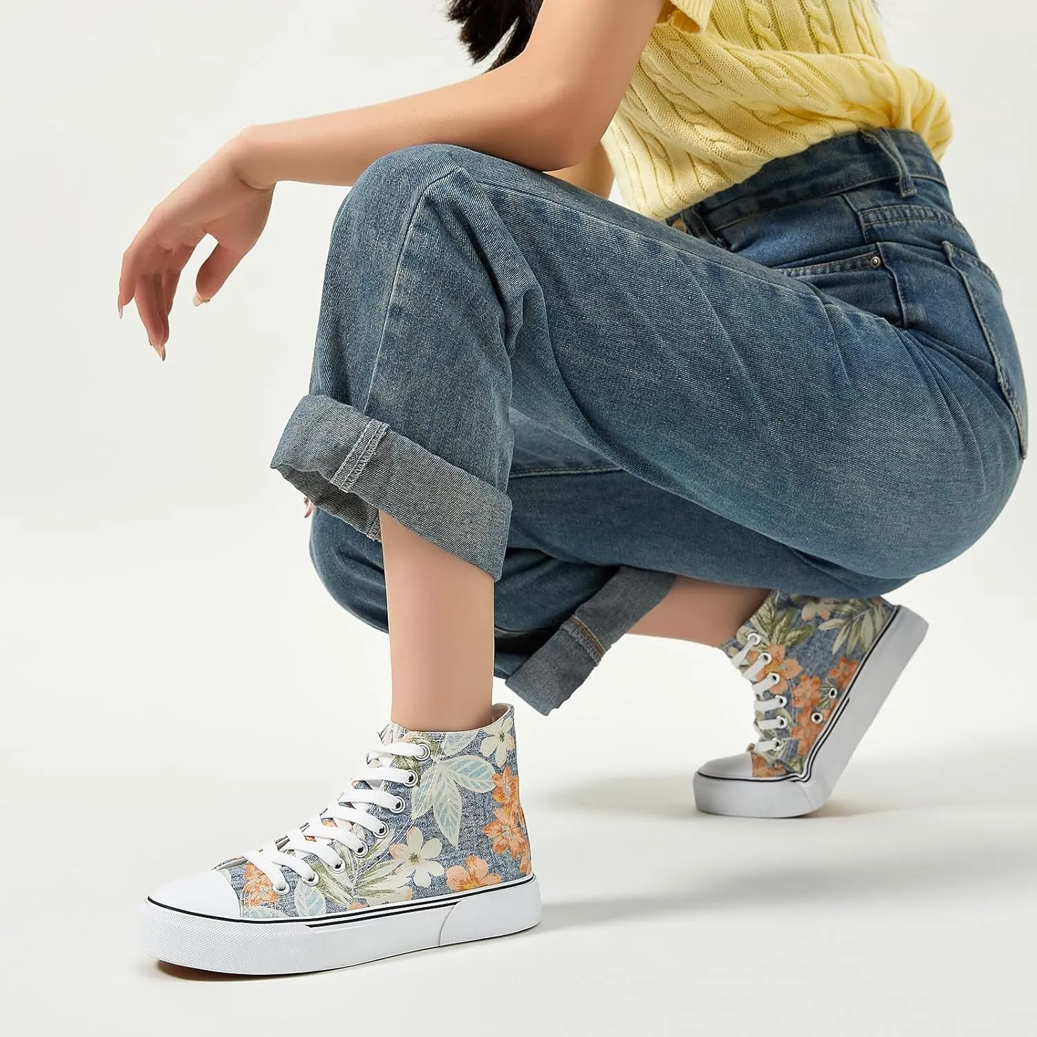hash bubbie Unisex Fashion High top Sneakers Womens Classic High Tops Canvas Shoes Casual Tennis Shoes for Men