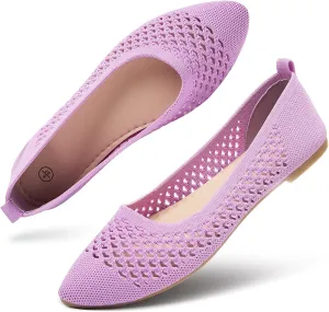 hash bubbie Women's Flats Shoes Women Comfortable Dress Shoes Black Pointed Toe Flats Ballet Mesh Knit Flat Dressy Slip on Business Casual Shoes for Women