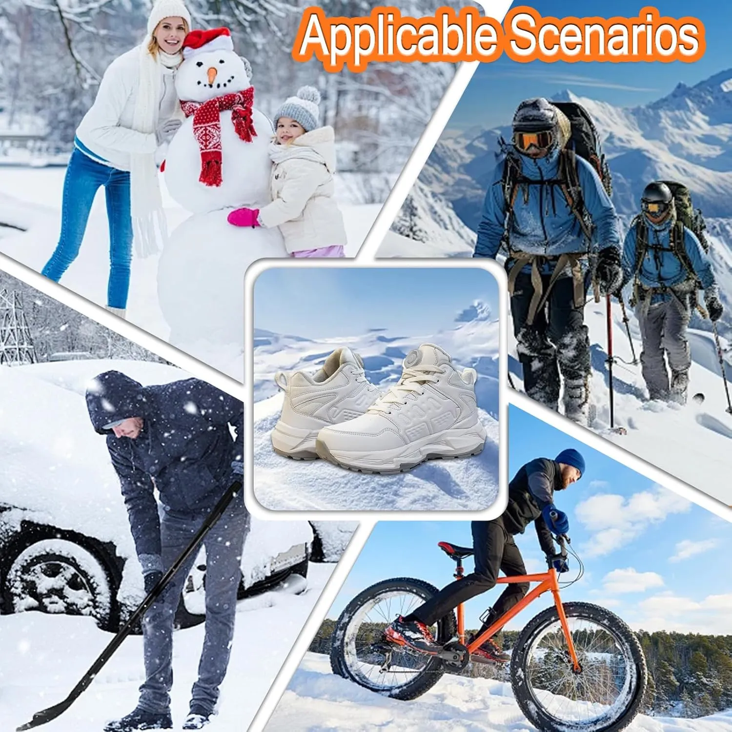 Heated Shoes for Men, Feet Warmers for Women, Electric Heating Shoes with 4000mAh Battery, 3 Heating Levels, Rechargeable Winter Heated Sneakers for Outdoor Work Sports Hiking