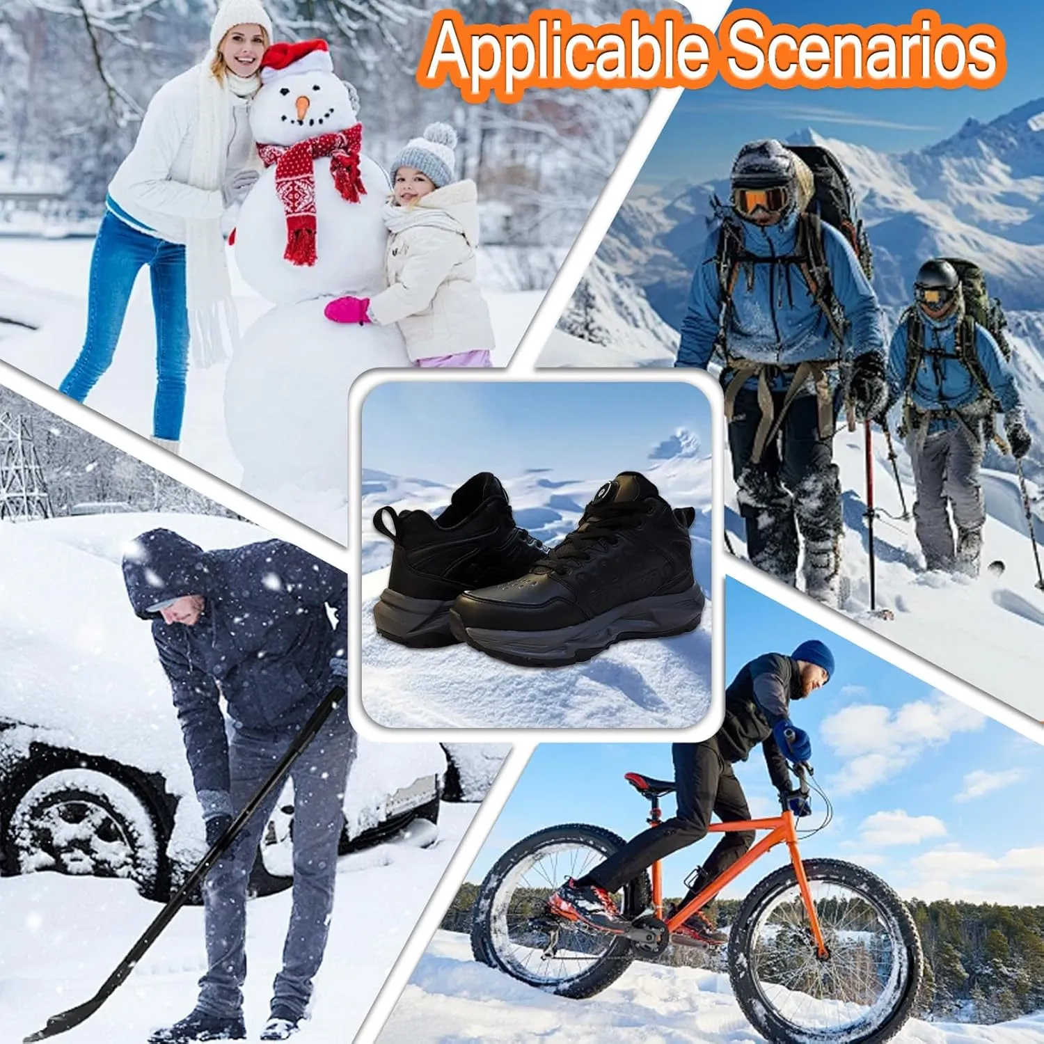 Heated Shoes for Men, Feet Warmers for Women, Electric Heating Shoes with 4000mAh Battery, 3 Heating Levels, Rechargeable Winter Heated Sneakers for Outdoor Work Sports Hiking