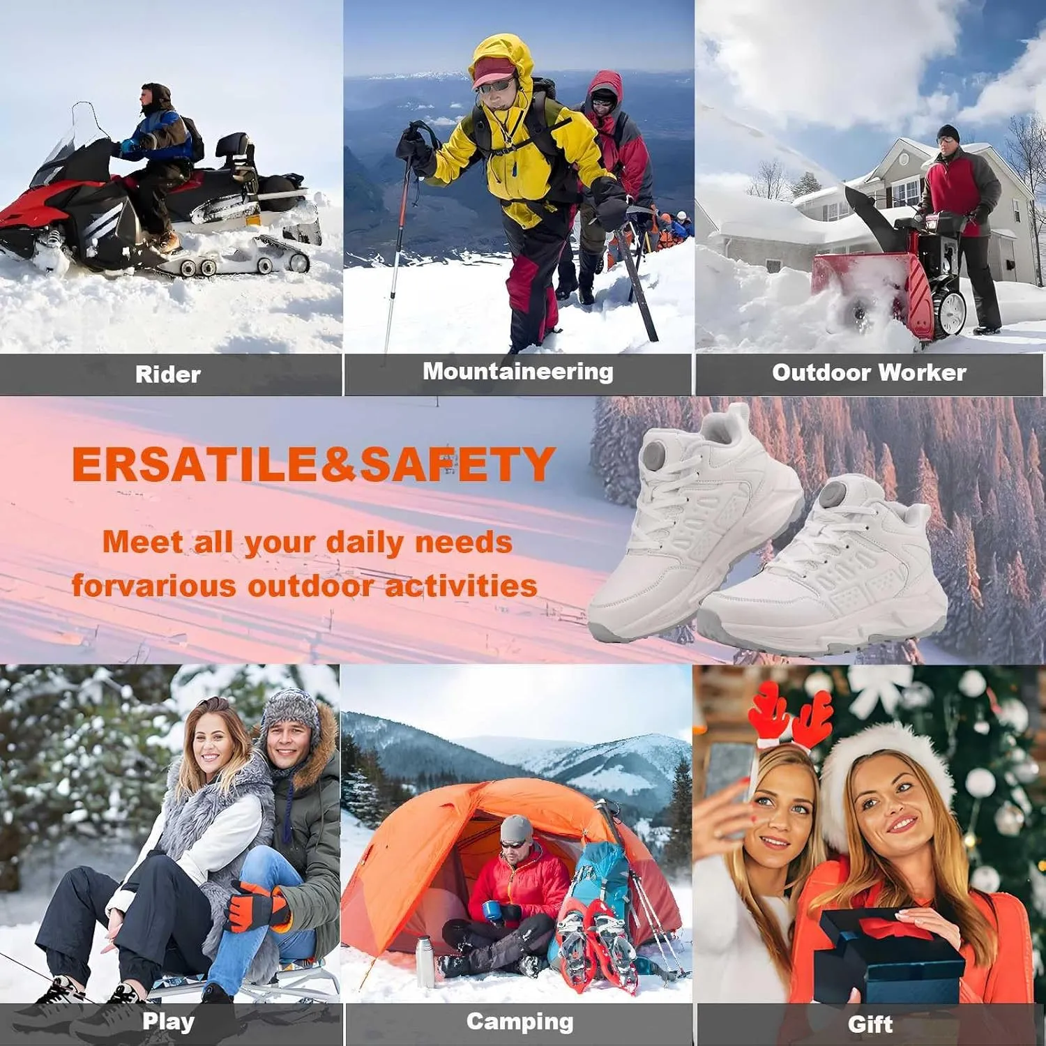 Heated Shoes, Heated Boots for Women with 3 Heating Settings 4000mAh Rechargeable Feet Warmers Winter Heated Insoles Sneakers for Men for Cold Weather Activities as Working Outdoor Unisex