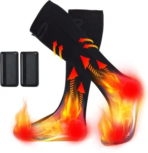 Heated Socks for Men Women with 5V 4000mAh Rechargeable Battery Powered Machine Washable Thermal Heating Socks Electric Foot Warmer Winter Outdoor Skiing Hunting Camping (Grey, One Size)