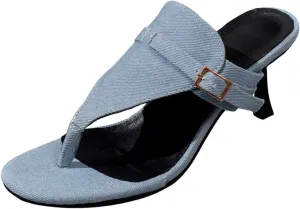 Heels for Women Flip Flops Low Heels Open Square Toe Thong Heeled Sandals, Sexy Fashion Comfort Shoes for Party Casual Slides