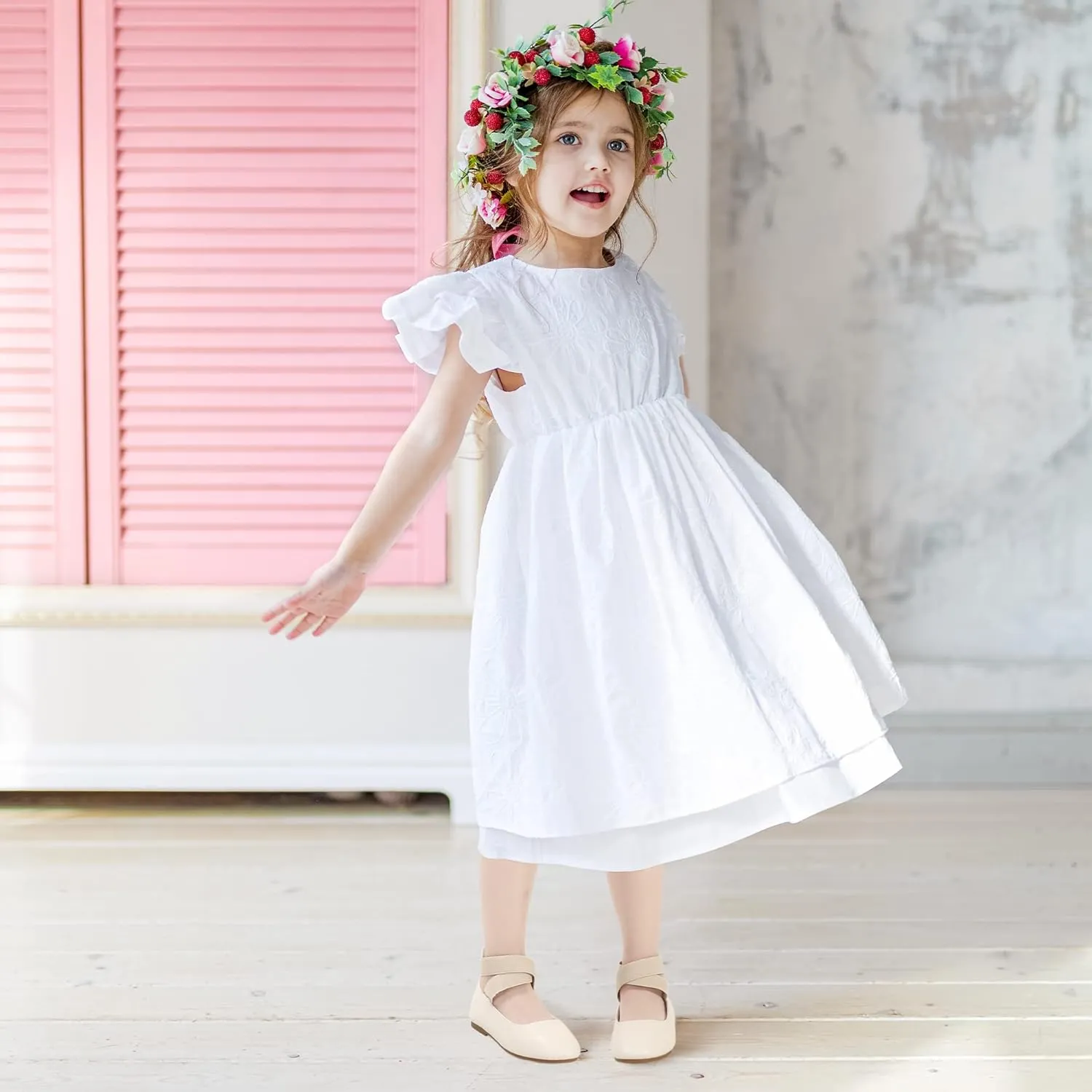 Hehainom Girls Dress Shoes Toddler Little Kids Gracy Ballet Mary Jane Ballerina Flats with Elastic Ankle Strap