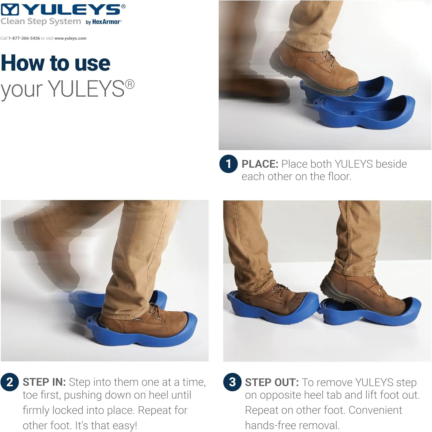 HexArmor YULEYS, Hands-Free Reusable Work Boot & Shoe Covers With Universal Fit, Slip-Resistant Tread and Heel-Locking Grip, Size 7.5-8.5M/9.5-10.5W