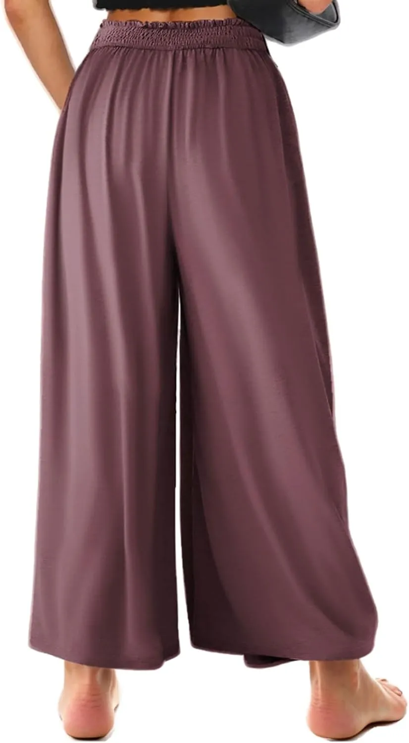High Waisted Palazzo Pants for Women Trendy 2024 Causal Wide Leg Flowy Yoga Pant Trousers Beach Vacation Outfits