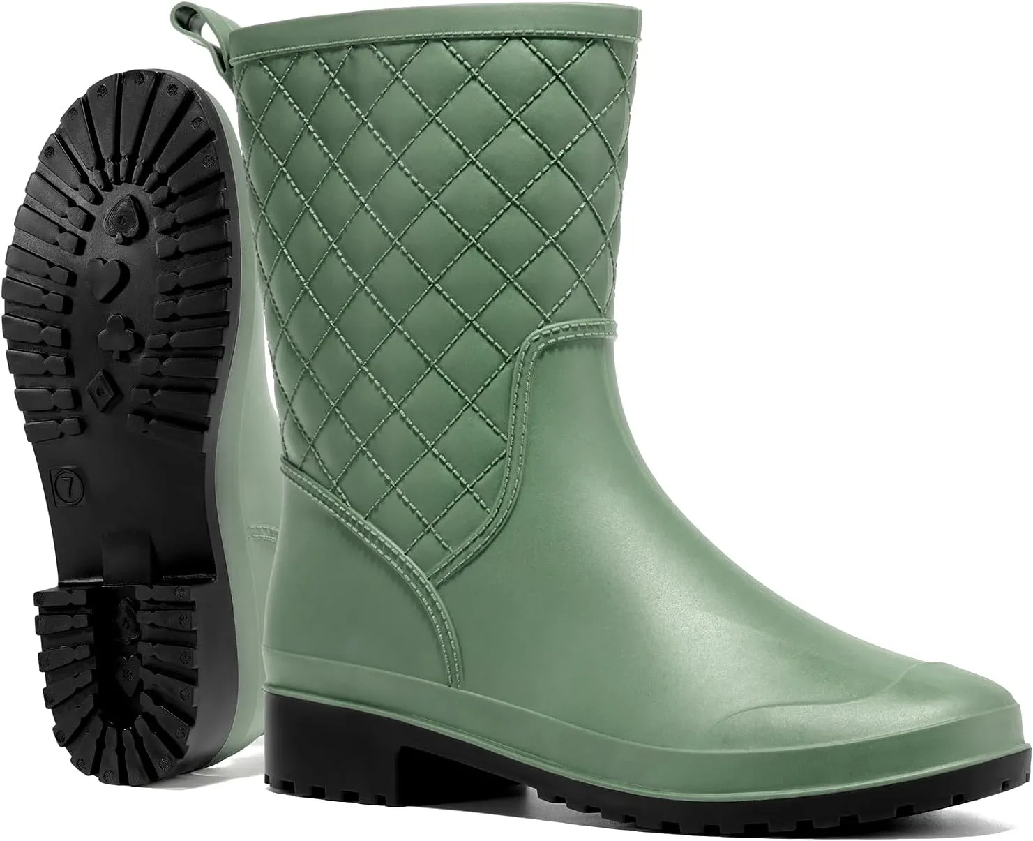 HISEA Rain Boots for Women, Lightweight Fashion Rubber Boots Mid Height Waterproof Garden Shoes Women's Rain Footwear