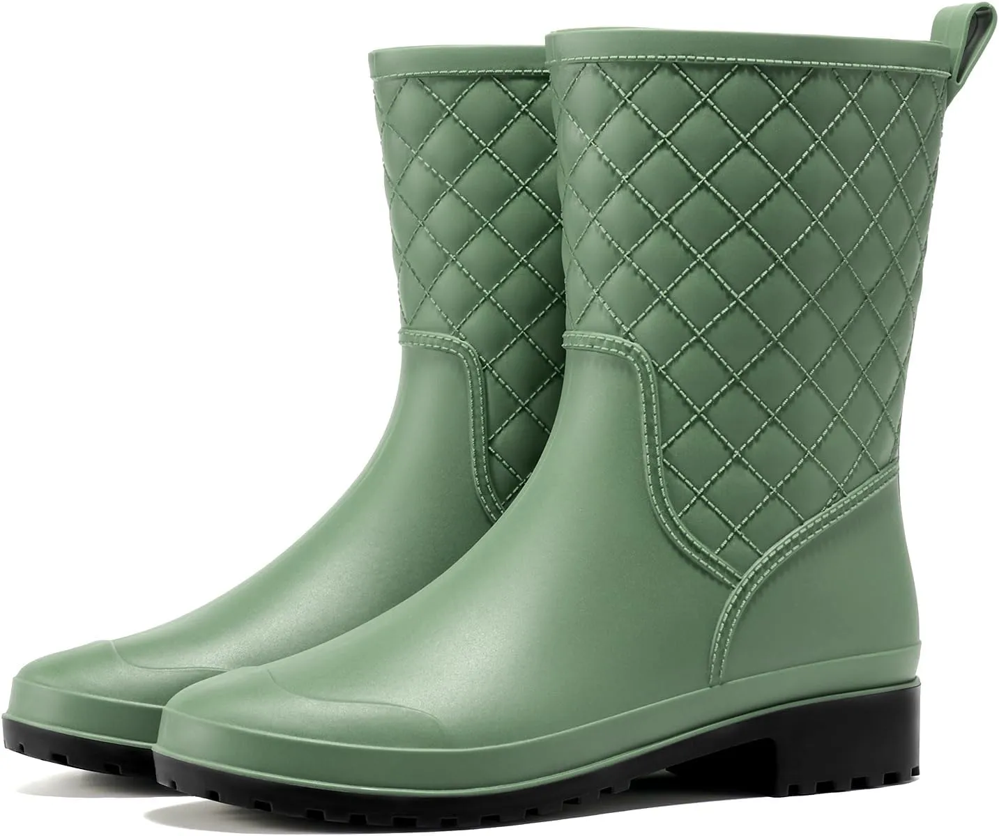 HISEA Rain Boots for Women, Lightweight Fashion Rubber Boots Mid Height Waterproof Garden Shoes Women's Rain Footwear