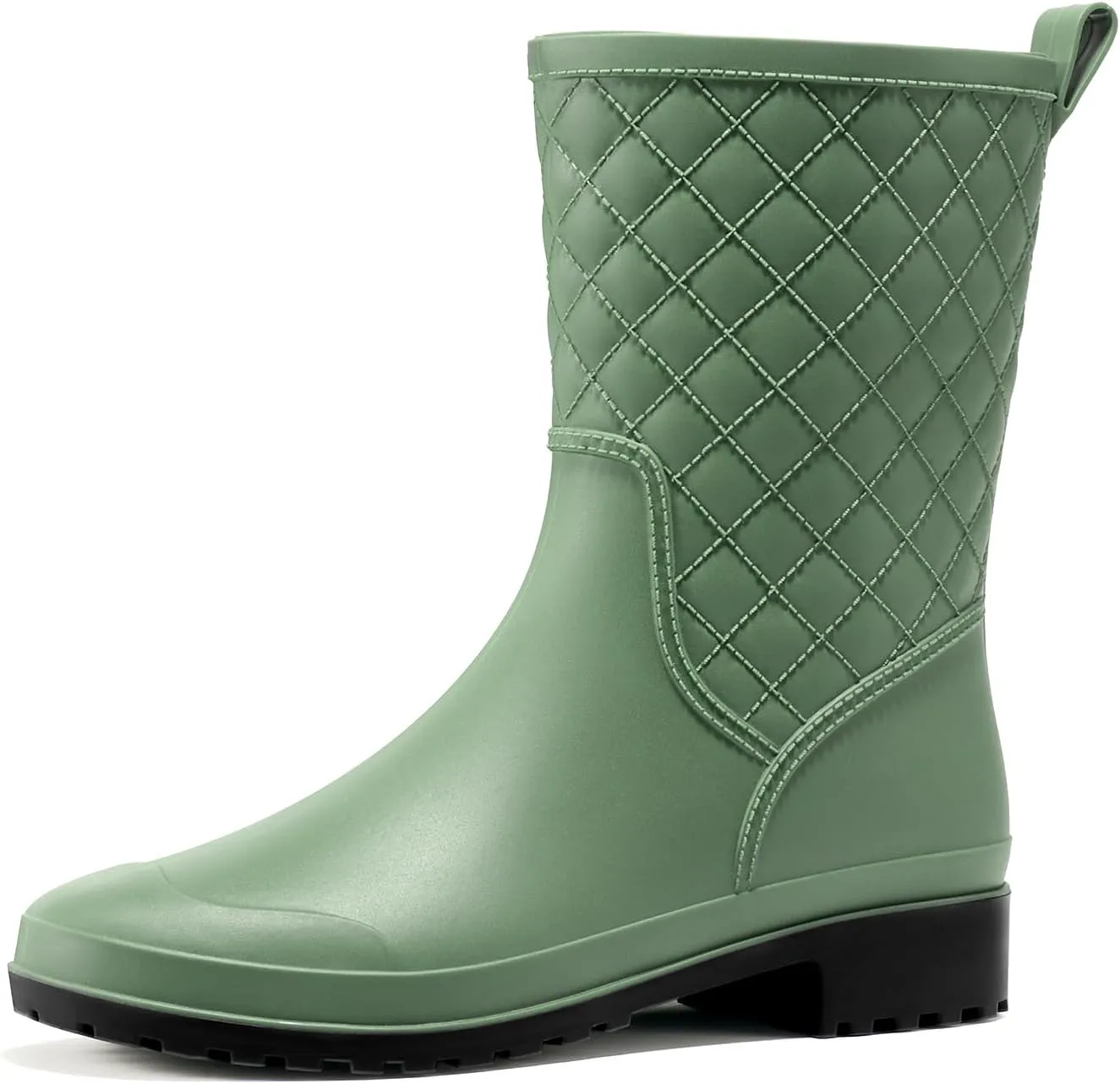 HISEA Rain Boots for Women, Lightweight Fashion Rubber Boots Mid Height Waterproof Garden Shoes Women's Rain Footwear