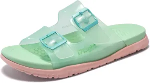i78 Kids Double Buckle Adjustable Arch Support Flat Non-slip Sandals for Girls（TURQ big_kid 3.5）