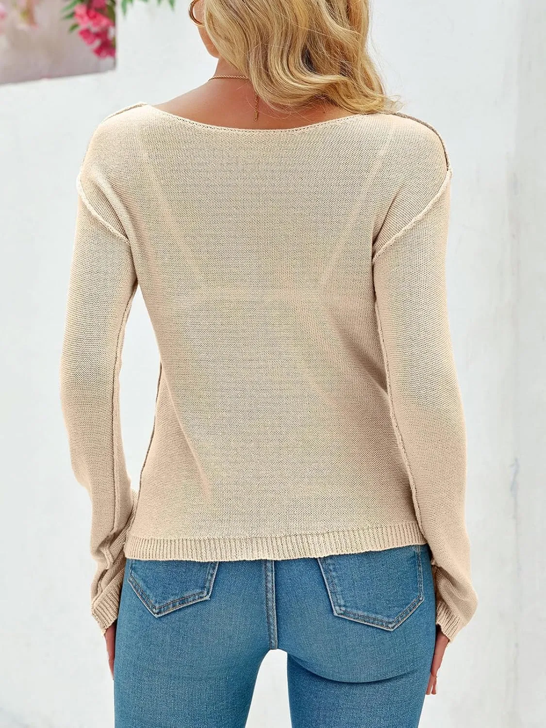 Imily Bela Womens Boat Neck Shirts Long Sleeve Lightweight Knit Pullover Sweaters Casual Sheer Blouse Tops