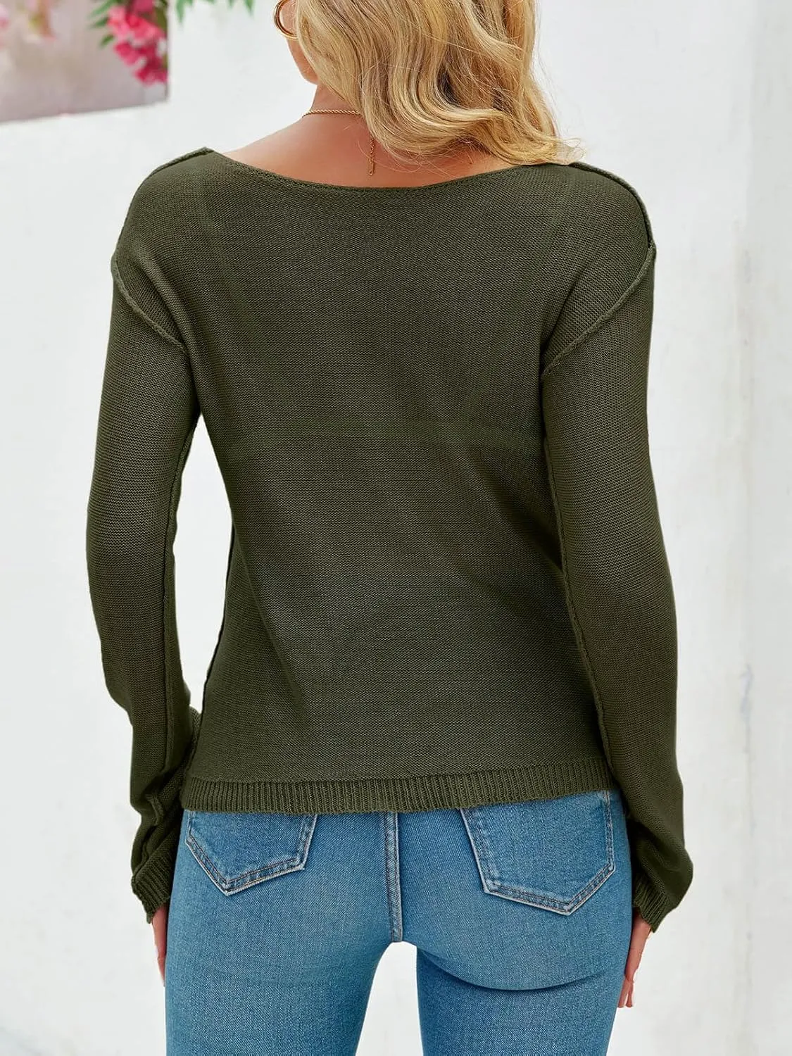 Imily Bela Womens Boat Neck Shirts Long Sleeve Lightweight Knit Pullover Sweaters Casual Sheer Blouse Tops