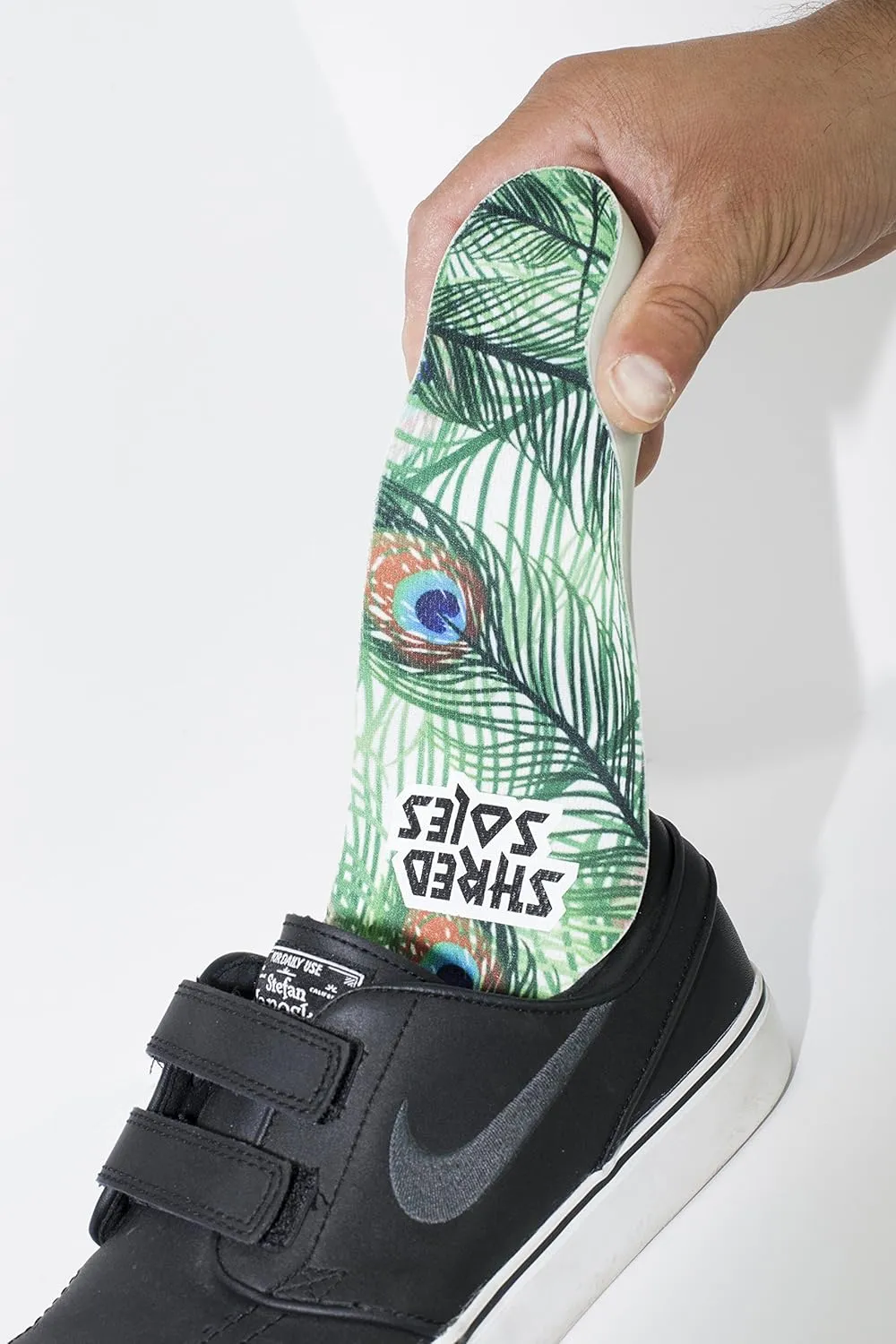 Impact Eliminating, Stabilizing 3/4 Length Skateboarding Insoles (Mens 8-13, Peacock)