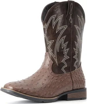 IUV Cowboy Boots For Men Western Ostrich Wide Durable Fashionable Embroidered Pull On Slip Resistant Assorted Colors Boots