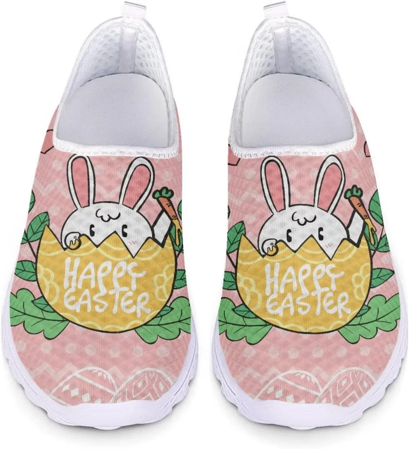 Jeiento Easter Shoes for Men Women Road Running Athletic Walking Tennis Sneakers Easter Rabbit Shoes Gifts for Boy Girl