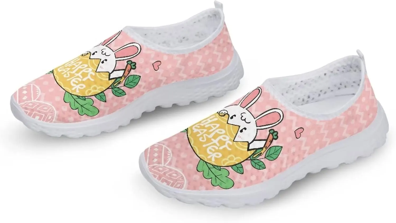 Jeiento Easter Shoes for Men Women Road Running Athletic Walking Tennis Sneakers Easter Rabbit Shoes Gifts for Boy Girl
