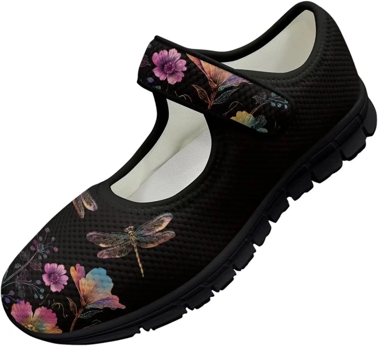 Jeiento Slip On Dragonfly Mary Jane Flats Ballet Flats Shoes for Women Round Toe Casual Dress