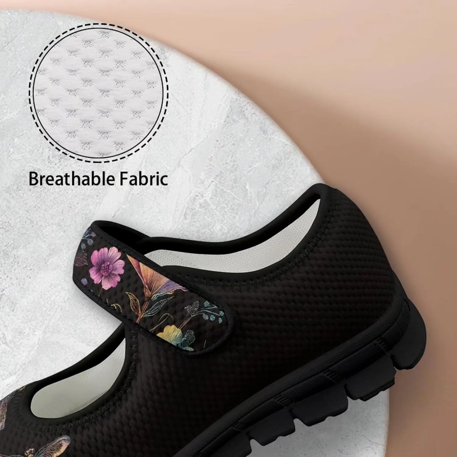 Jeiento Slip On Dragonfly Mary Jane Flats Ballet Flats Shoes for Women Round Toe Casual Dress