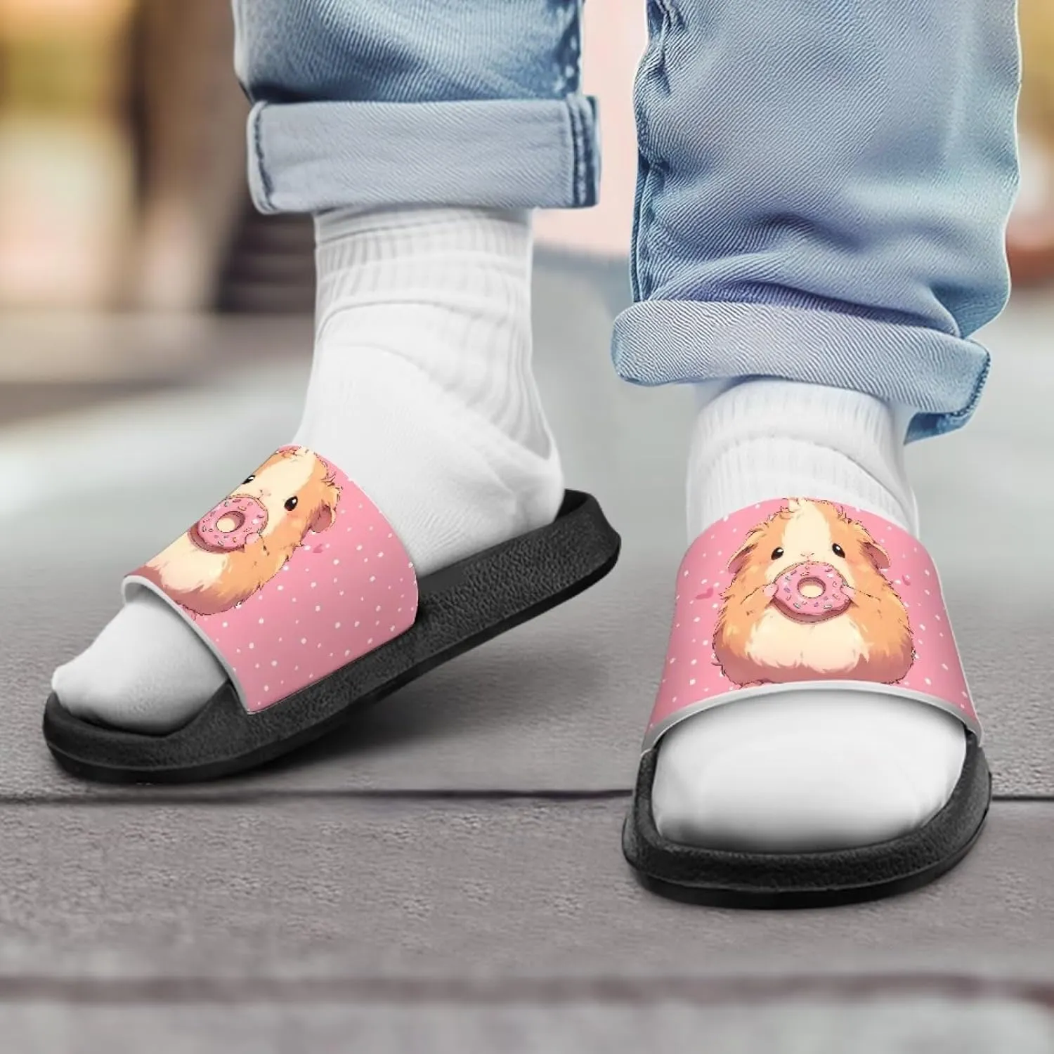 Jeiento Unisex Children Sandals Thick Sole Comfort Footed Casual Slide Open Toe Flat Sandals for Beach,Pool,Bathroom