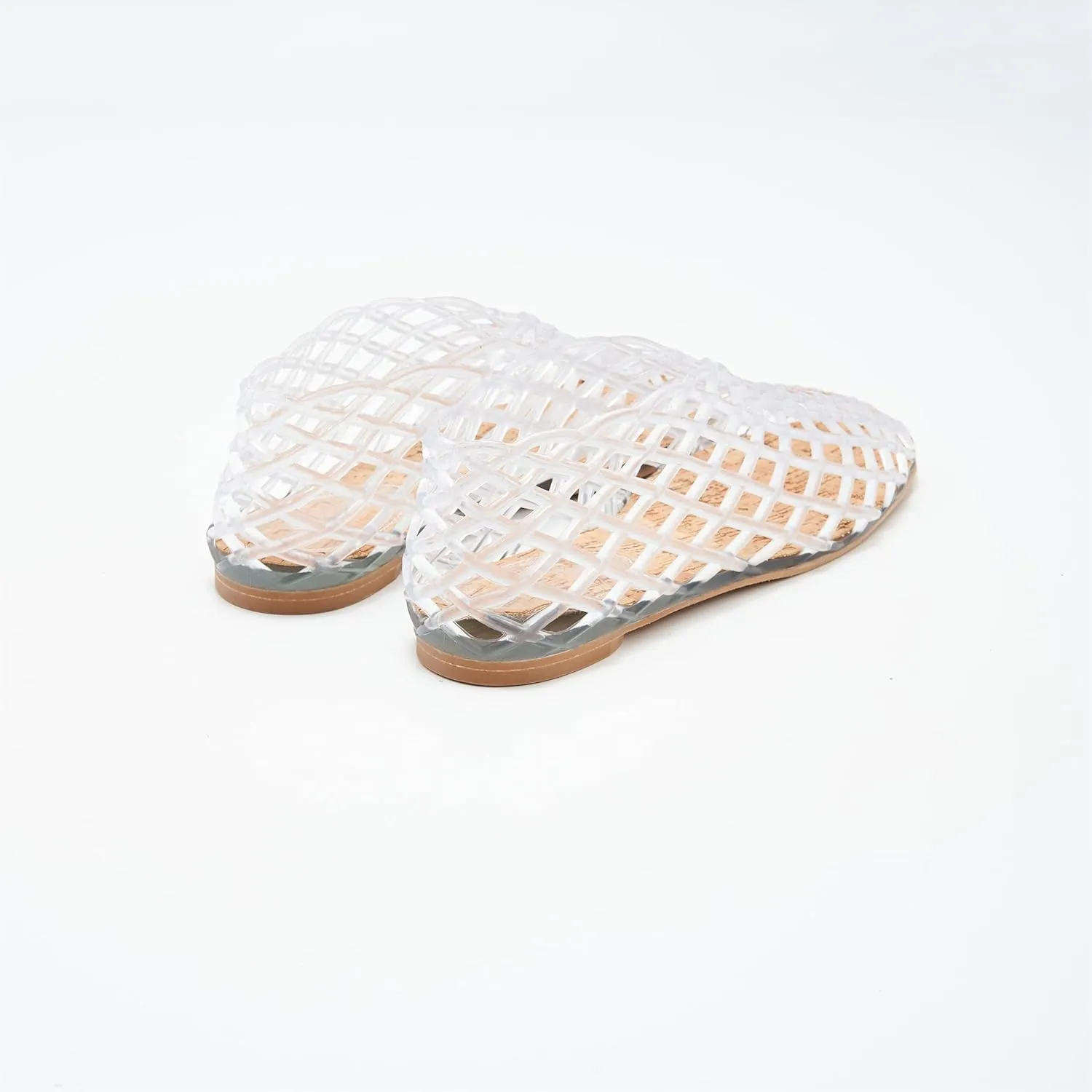 Jelly Sandals for Women Clear Woven Flats Beach Slip-on Ballerina Jellies Mesh Shoes
