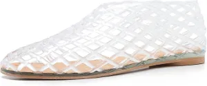 Jelly Sandals for Women Clear Woven Flats Beach Slip-on Ballerina Jellies Mesh Shoes