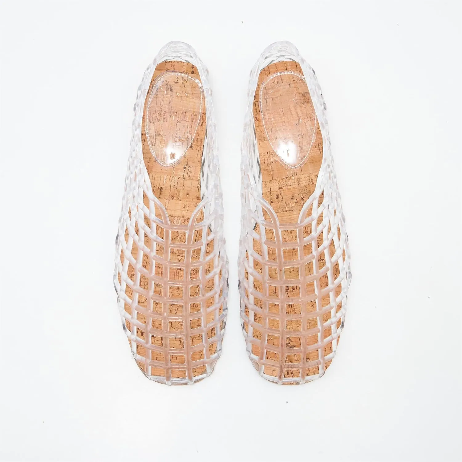 Jelly Sandals for Women Clear Woven Flats Beach Slip-on Ballerina Jellies Mesh Shoes