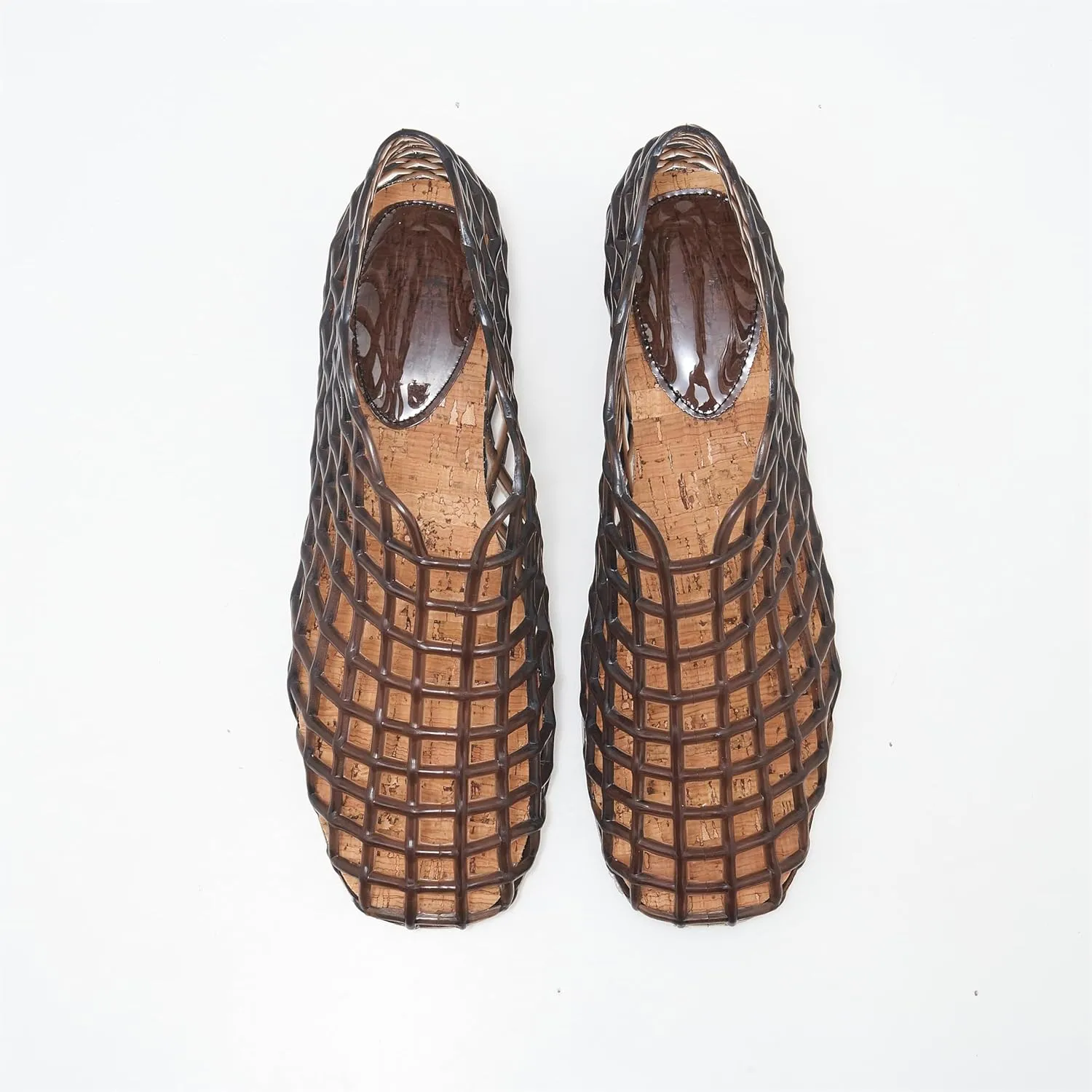 Jelly Sandals for Women Clear Woven Flats Beach Slip-on Ballerina Jellies Mesh Shoes