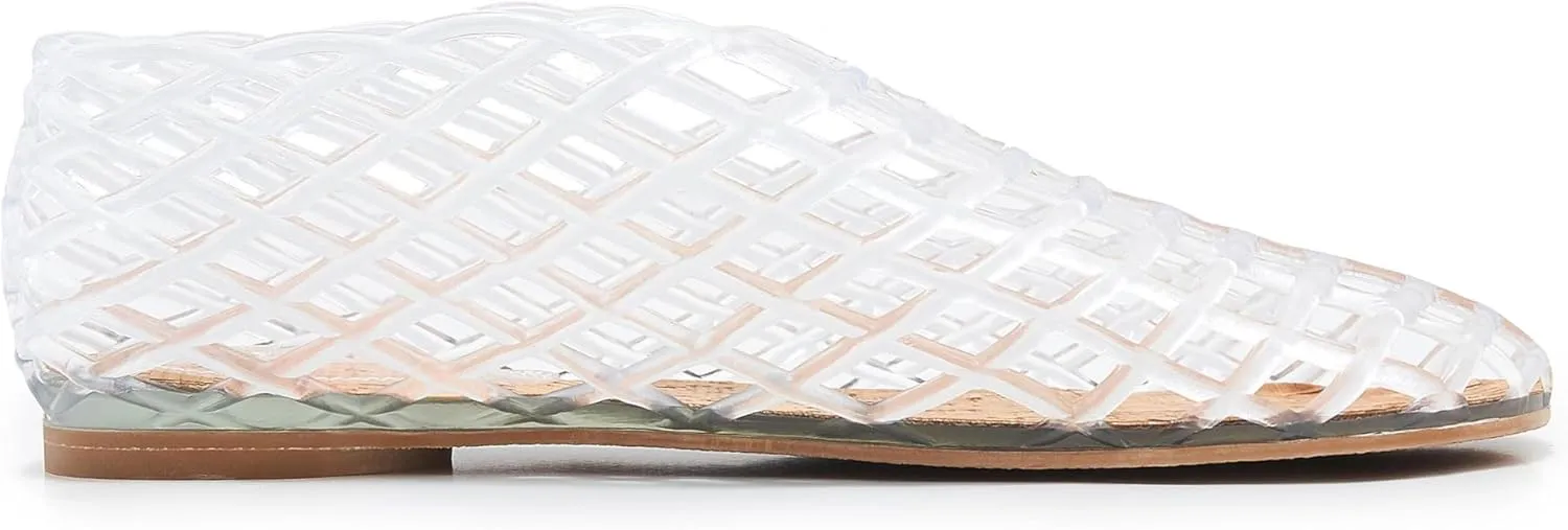 Jelly Sandals for Women Clear Woven Flats Beach Slip-on Ballerina Jellies Mesh Shoes