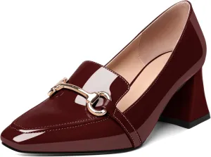 Joseywade Low Heels for Women Block Chunky Heels Slip On Toe Pumps Loafers 2.5" Closed Toe Slanted Heels Shoes