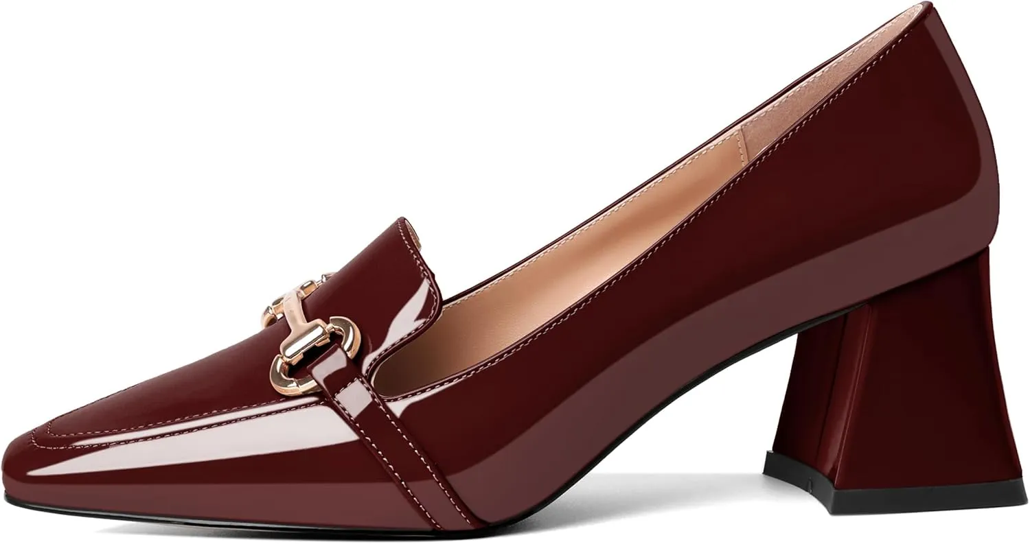 Joseywade Low Heels for Women Block Chunky Heels Slip On Toe Pumps Loafers 2.5" Closed Toe Slanted Heels Shoes