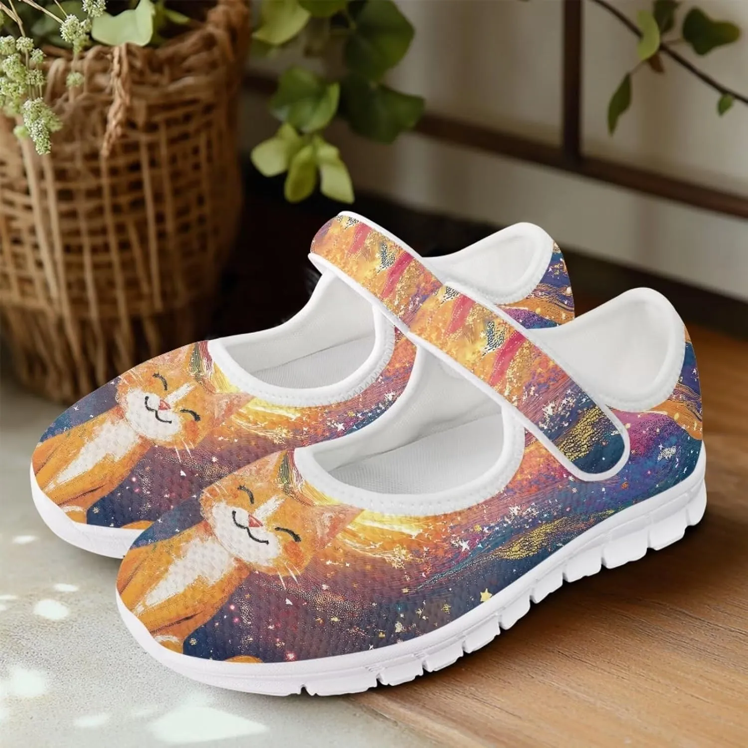 JoyLamoria Retro Sunflower Walking Shoes Non-Skid Breathable Flats Fashion Causal Dress Shoes for Flower Party Mary Jane Flats