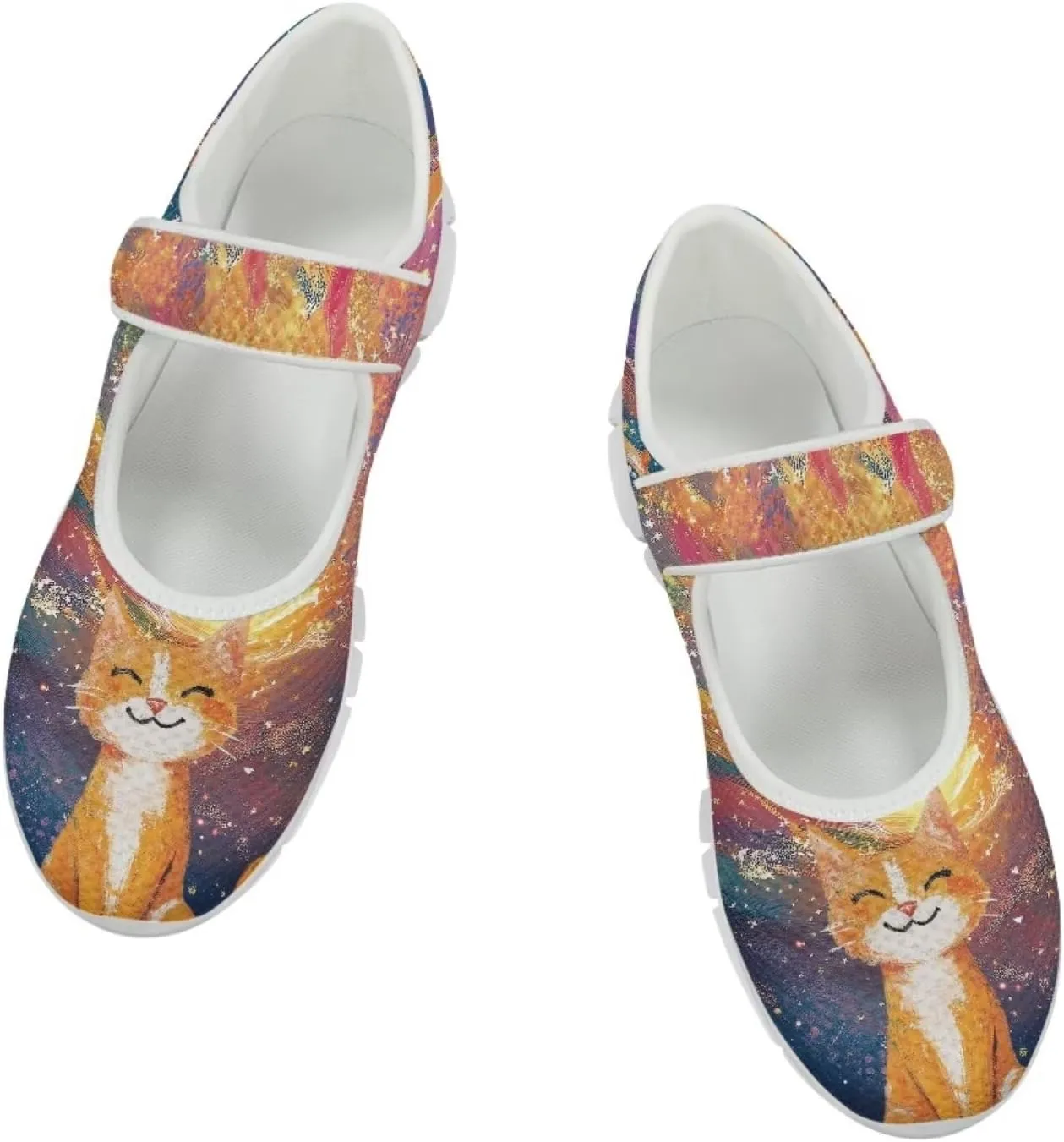 JoyLamoria Retro Sunflower Walking Shoes Non-Skid Breathable Flats Fashion Causal Dress Shoes for Flower Party Mary Jane Flats