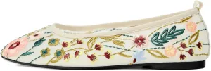 Kluolandi Flower Embroidered Ballet Flats Shoes for Women Breathable Mesh Flats Slip On Floral Ballerina Shoes