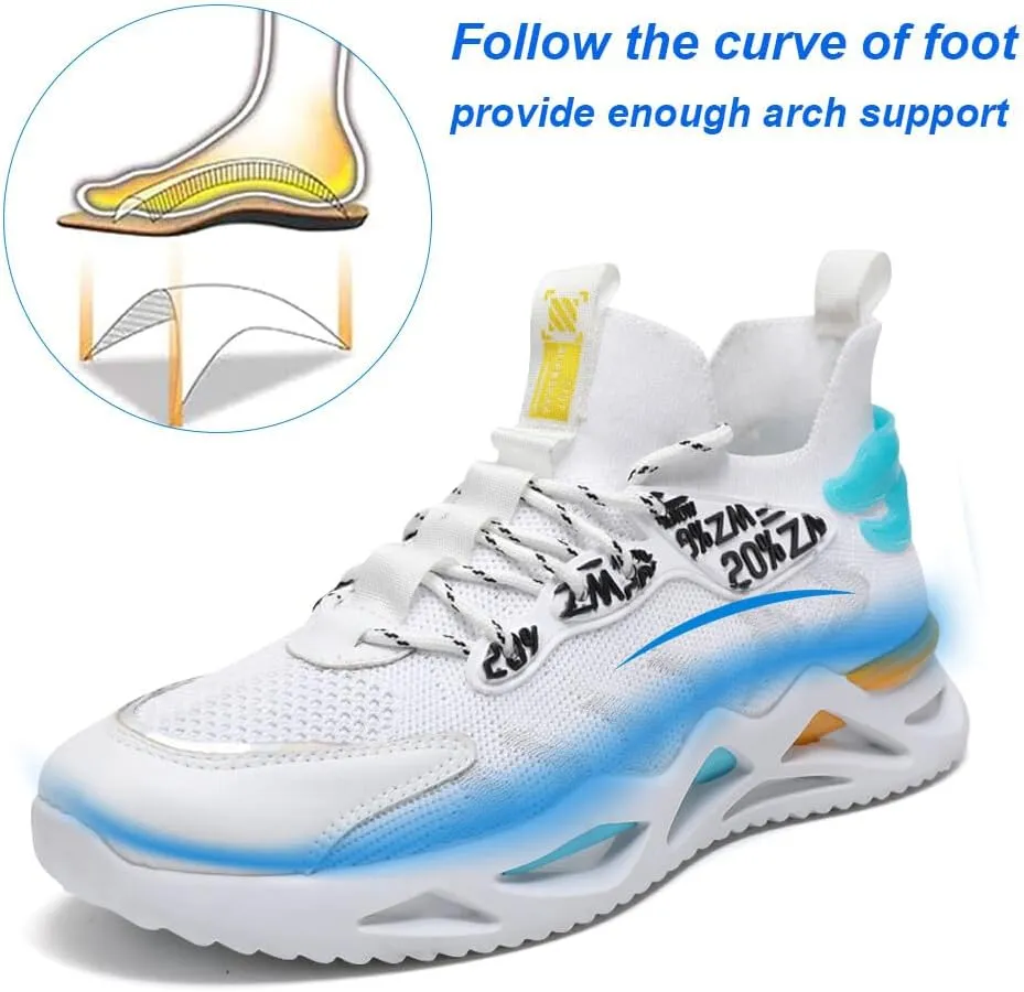 KUNWFNIX Mens Slip On Walking Shoes Non Slip Running Shoes Lightweight Workout Shoes Breathable Mesh Fashion Casual Sneakers