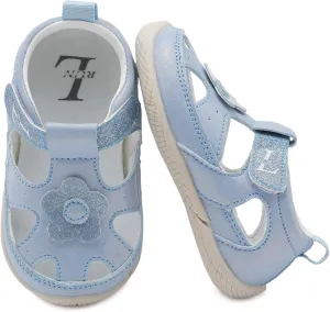 L-RUN Toddler Mary Jane Shoes Girls Casual Barefoot Sandals Breathable Princess Dress Flats Anti Slip Rubber Sole Infant First Walker Shoes for Outdoor Indoor