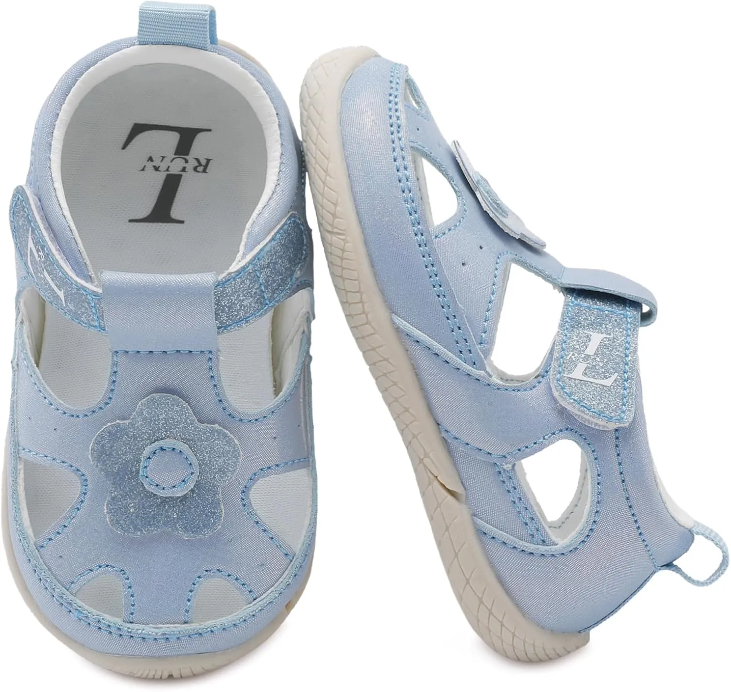 L-RUN Toddler Mary Jane Shoes Girls Casual Barefoot Sandals Breathable Princess Dress Flats Anti Slip Rubber Sole Infant First Walker Shoes for Outdoor Indoor