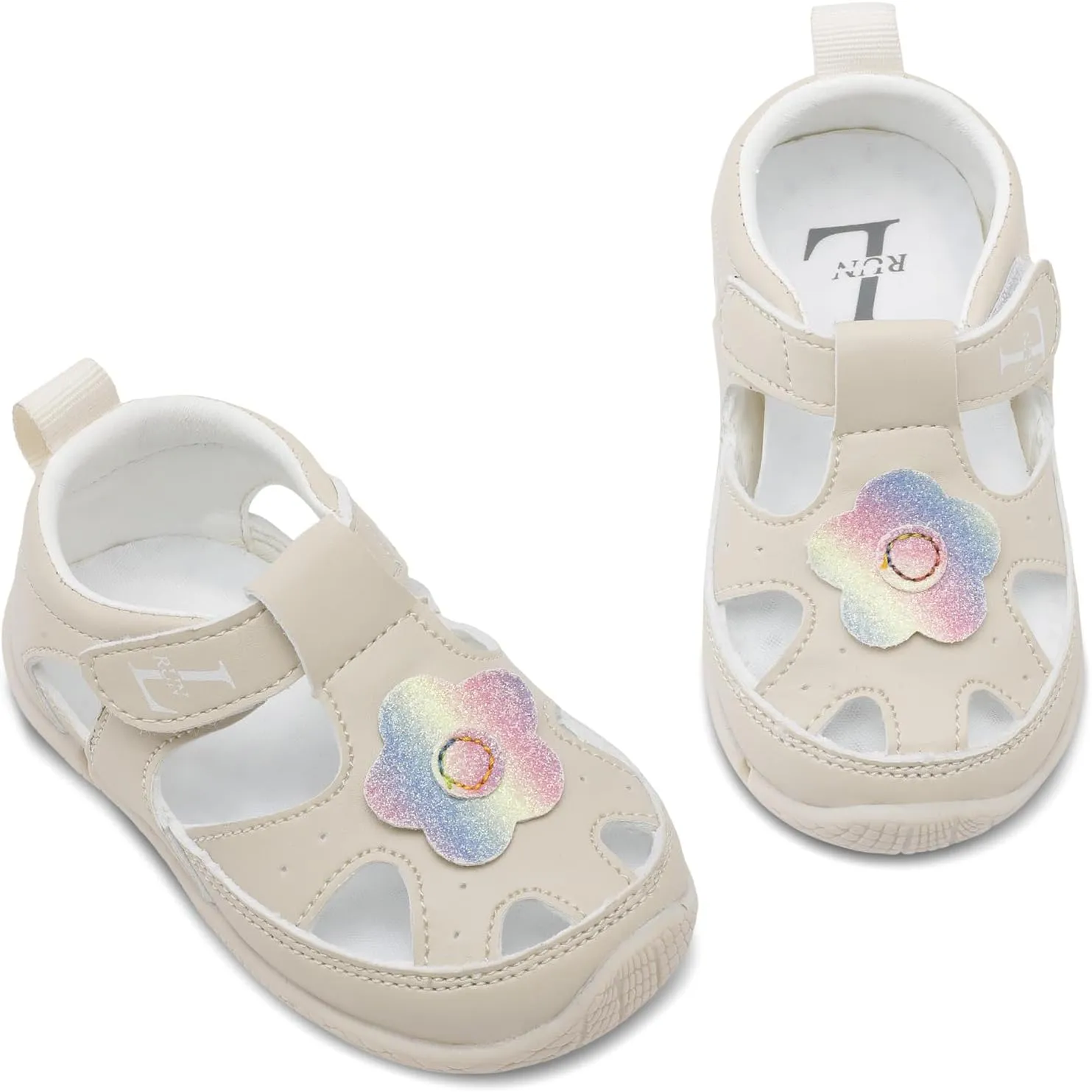 L-RUN Toddler Mary Jane Shoes Girls Casual Barefoot Sandals Breathable Princess Dress Flats Non-Slip Rubber Sole Infant First Walker Shoes for Outdoor Indoor