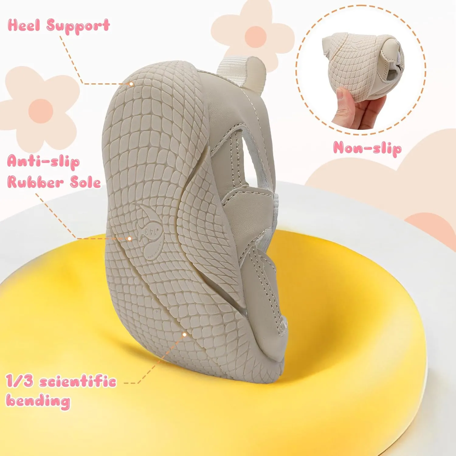 L-RUN Toddler Mary Jane Shoes Girls Casual Barefoot Sandals Breathable Princess Dress Flats Non-Slip Rubber Sole Infant First Walker Shoes for Outdoor Indoor