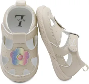L-RUN Toddler Mary Jane Shoes Girls Casual Barefoot Sandals Breathable Princess Dress Flats Non-Slip Rubber Sole Infant First Walker Shoes for Outdoor Indoor
