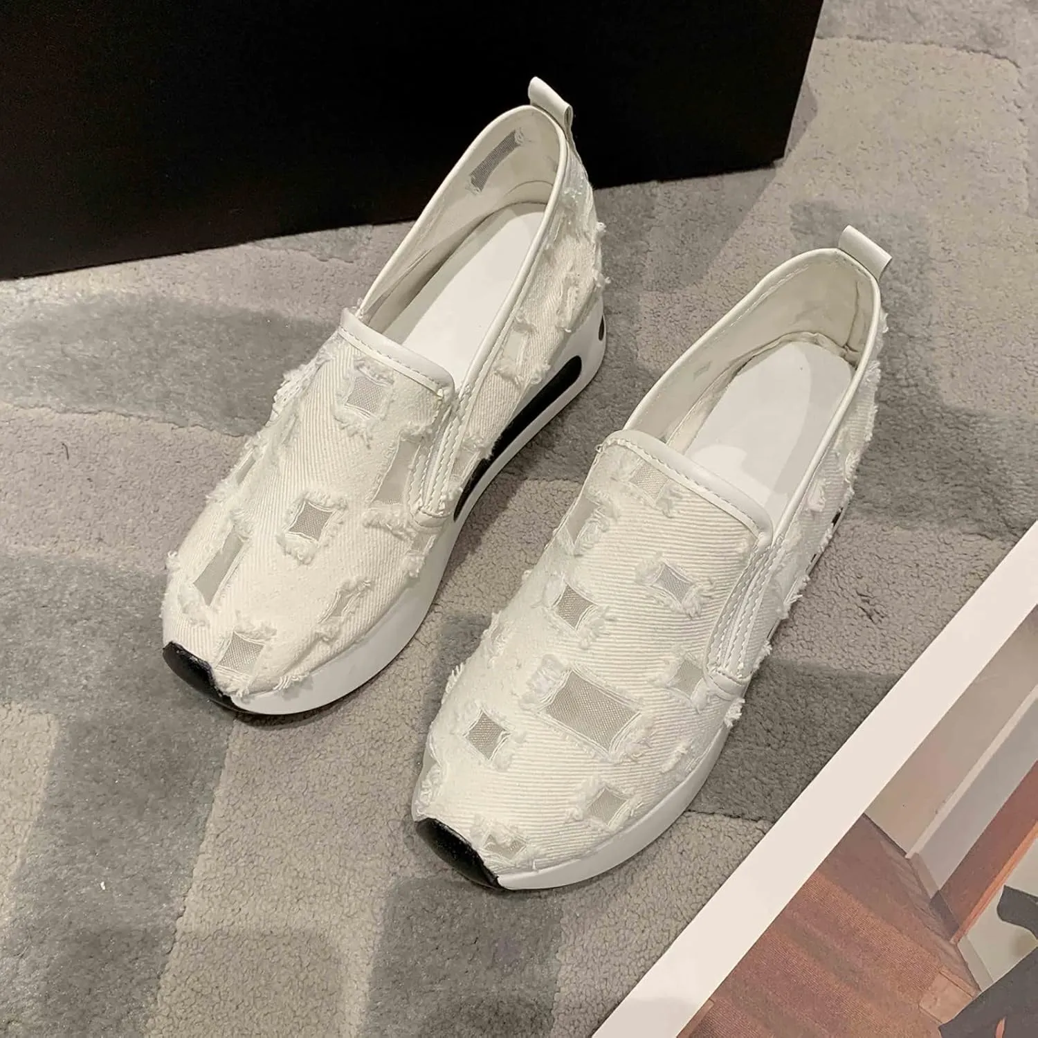 Ladies Summer Fashion Thin Lazy Breathable Thick Bottoming Hollowed Out Comfortable Outdoor Travel Foot Mans Dress Shoes (White, 6.5)