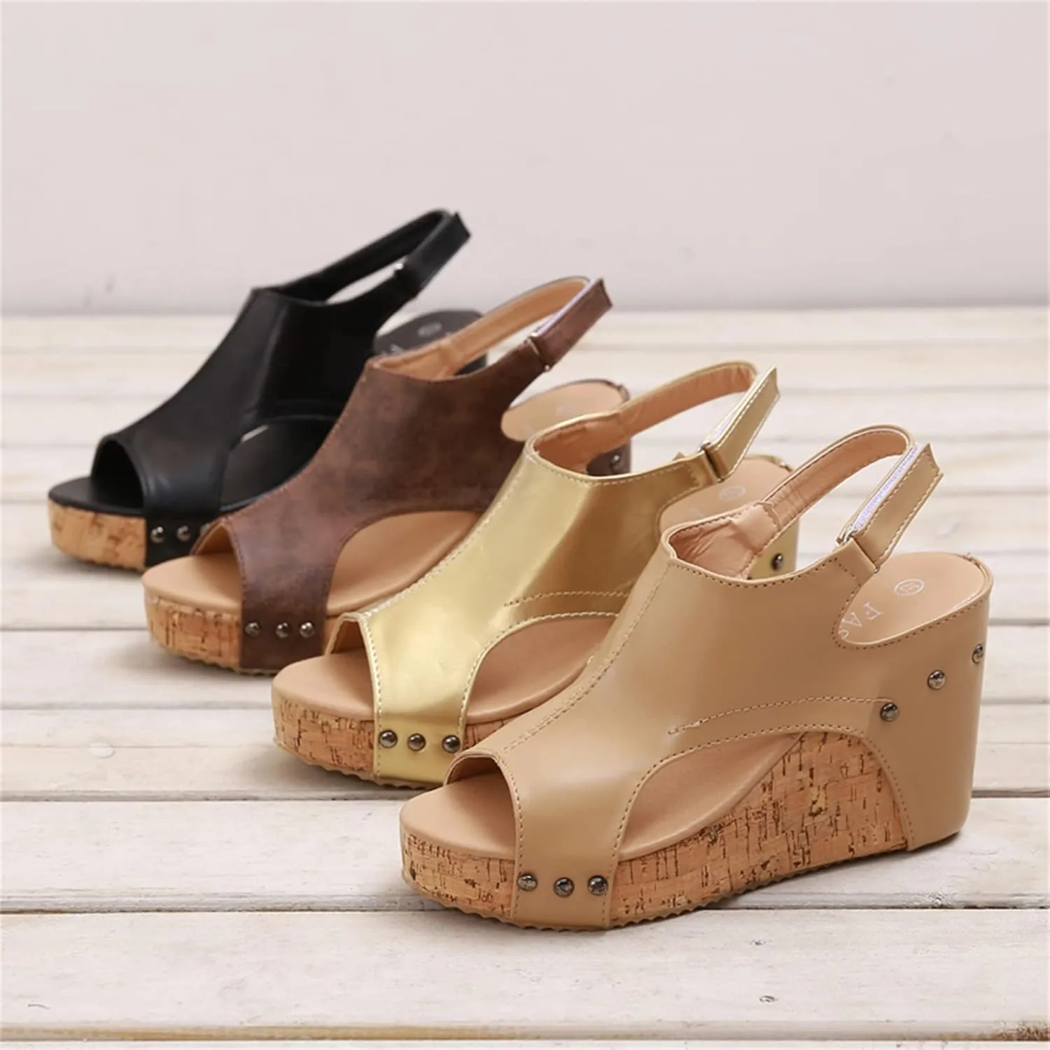 Ladmiple Summer Sandals for Women 2023 Comfy Platform Ankle Strap Slip On Wedge Sandal Open Toe Dressy High Heel Wedges