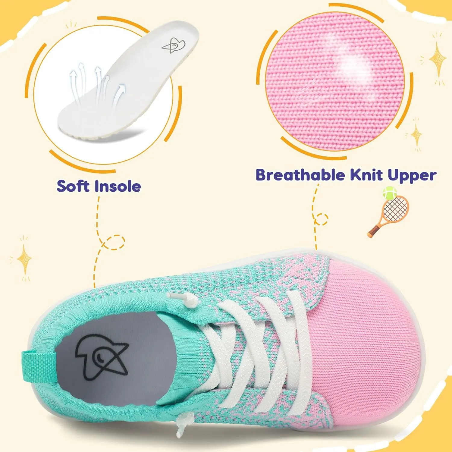 LeIsfIt Toddler Shoes Girls Boys Wide Shoes Kids Zero Drop Minimalist Sneakers Barefoot Slip on Tennis Sneakers