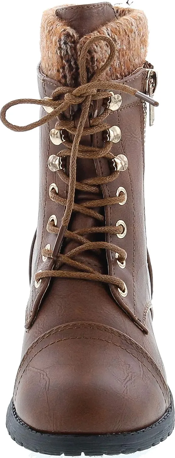 Link Klein-80K Girl's Kid's Cute Faux Leather Two Buckle Zipper Flat Heel Mid Calf Boot Shoes