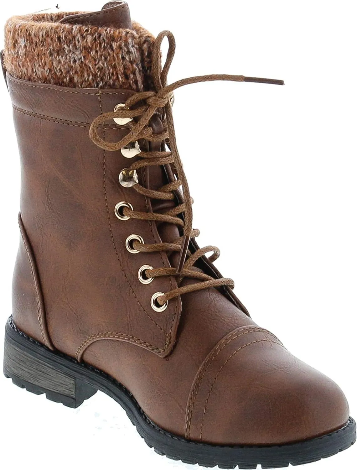 Link Klein-80K Girl's Kid's Cute Faux Leather Two Buckle Zipper Flat Heel Mid Calf Boot Shoes