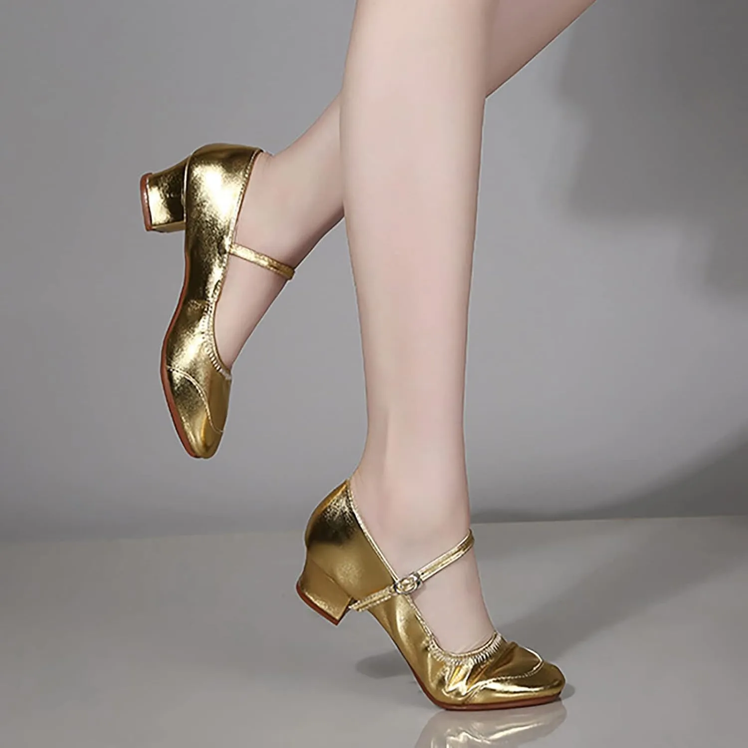 Low Heel Pumps Women's Dress Shoes T Strap Mary Janes Ladies Elegant Dancing Shoe Comfortable Closed Toe Heels