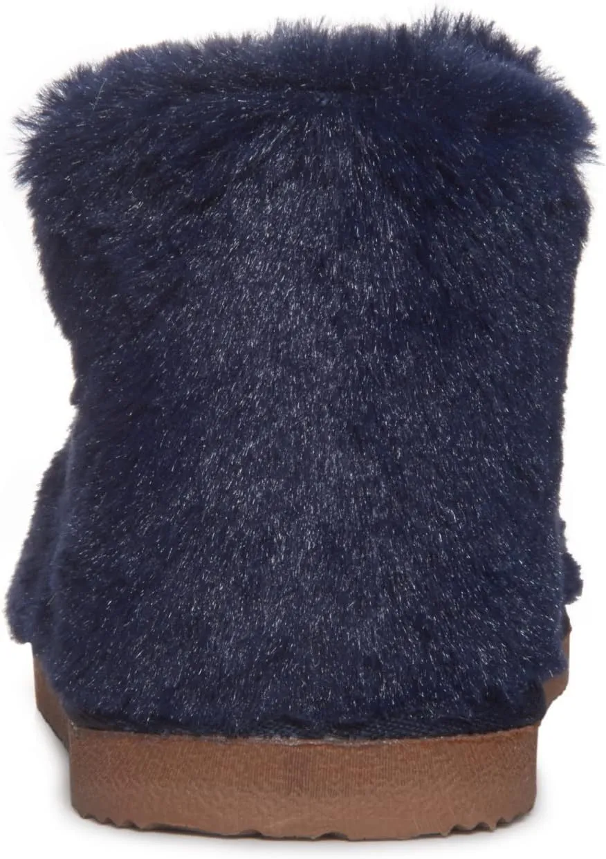 Lucky Brand Girls Plush Bootie Slippers, Fuzzy Rubber Sole Bedroom Slipper Booties, Little Kids Cozy Fluffy House Shoes Boots
