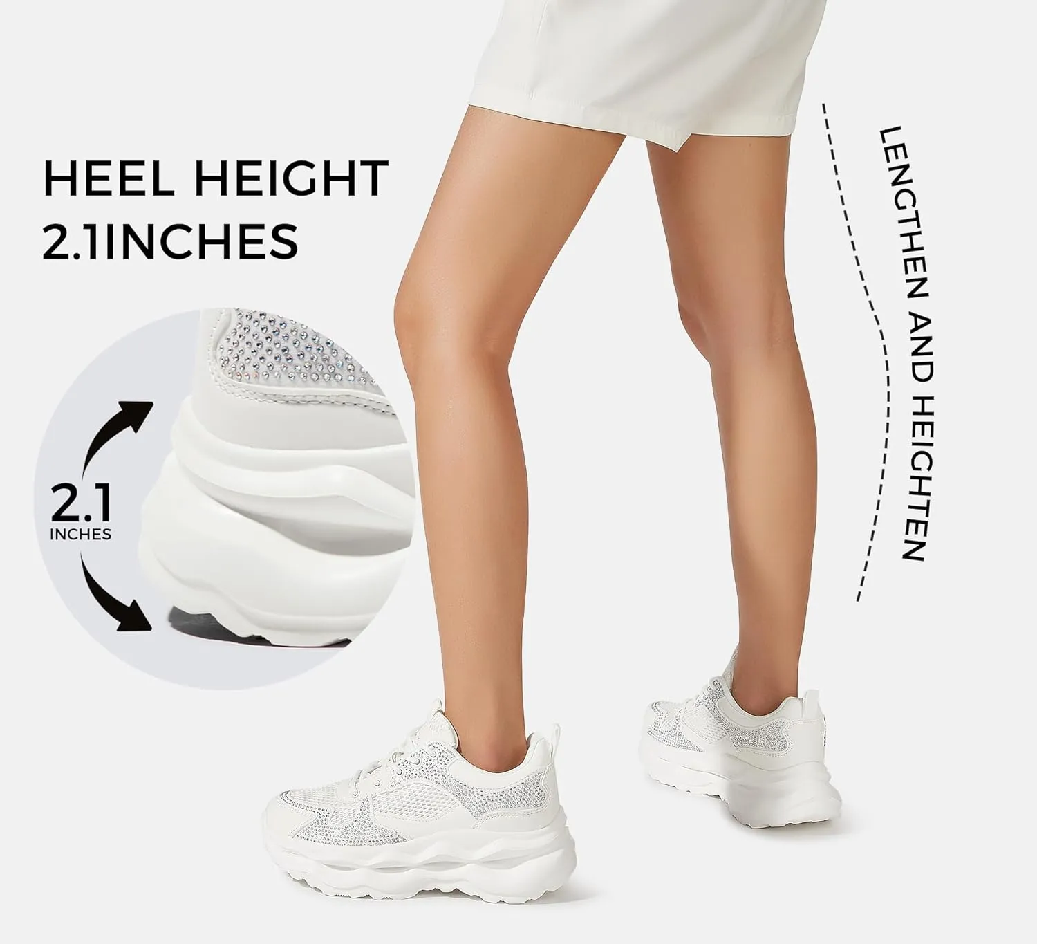 LUCKY STEP Women 's Chunky Sneakers 90s Fashion Thick Dad Rave Sparkly Bling Rhinestone Platform Casual Running Walking Shoes