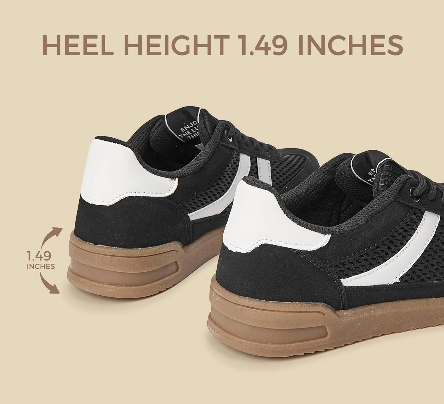 LUCKY STEP Women's Retro Fashion Sneakers Classic Mesh Gum Sole Tennis Footwear Casual Running Trainer Skate Walking Shoes