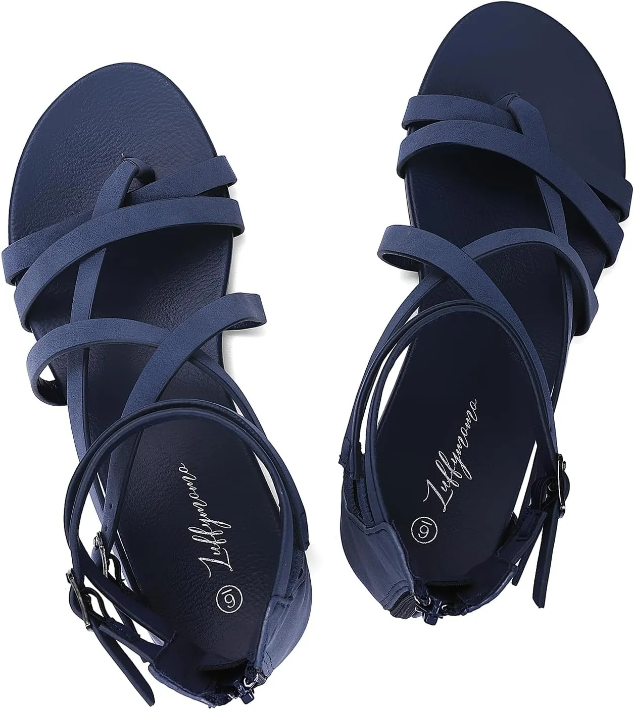 Luffymomo Women's Gladiator Strap Sandals Flat Fisherman Thong Cross Strappy Sandals