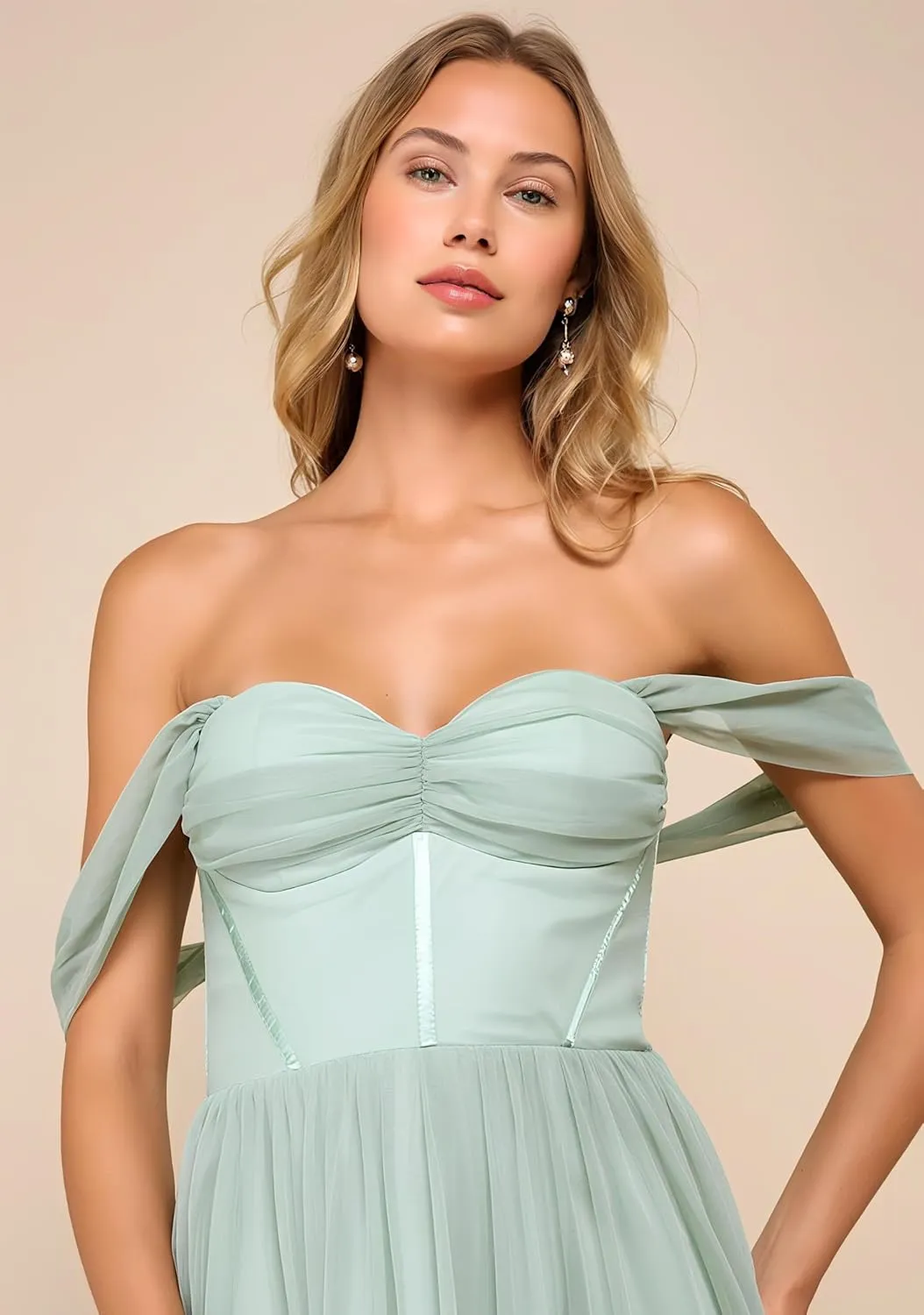 LVNES Tiered Prom Sweetheart Neck Ruffle Layered Chiffon Bridesmaid Dress Graduation Homecoming Wedding Guest Dress